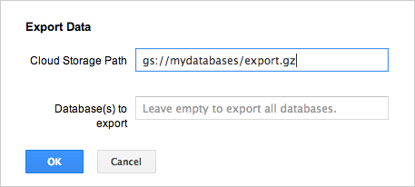 The export dialog box.