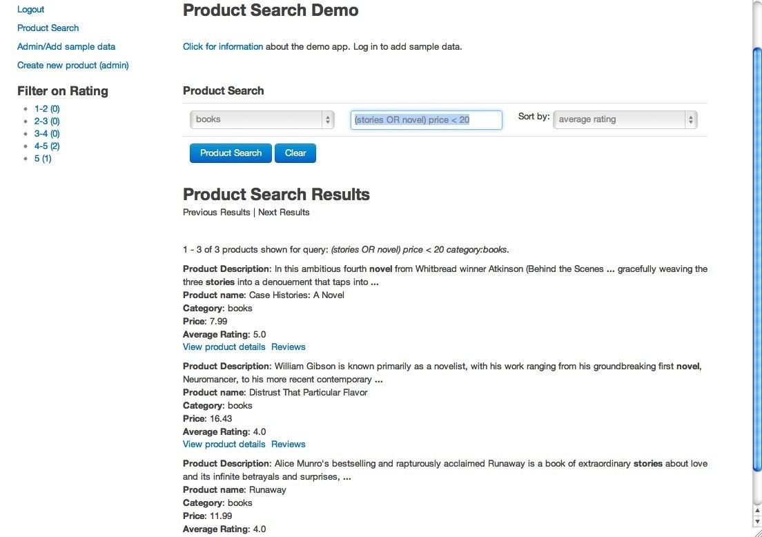 An example product search