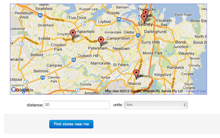 Using Geosearch to find stores near the user