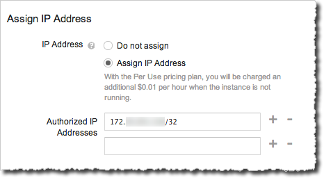 The UI showing how to grant access
       to IP addresses.