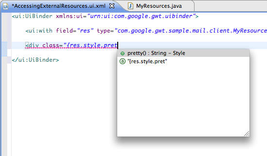 Auto-completion in the field reference to the Java type