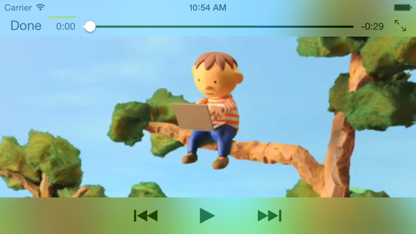 Screenshot of video playing in Safari on iPhone, landscape