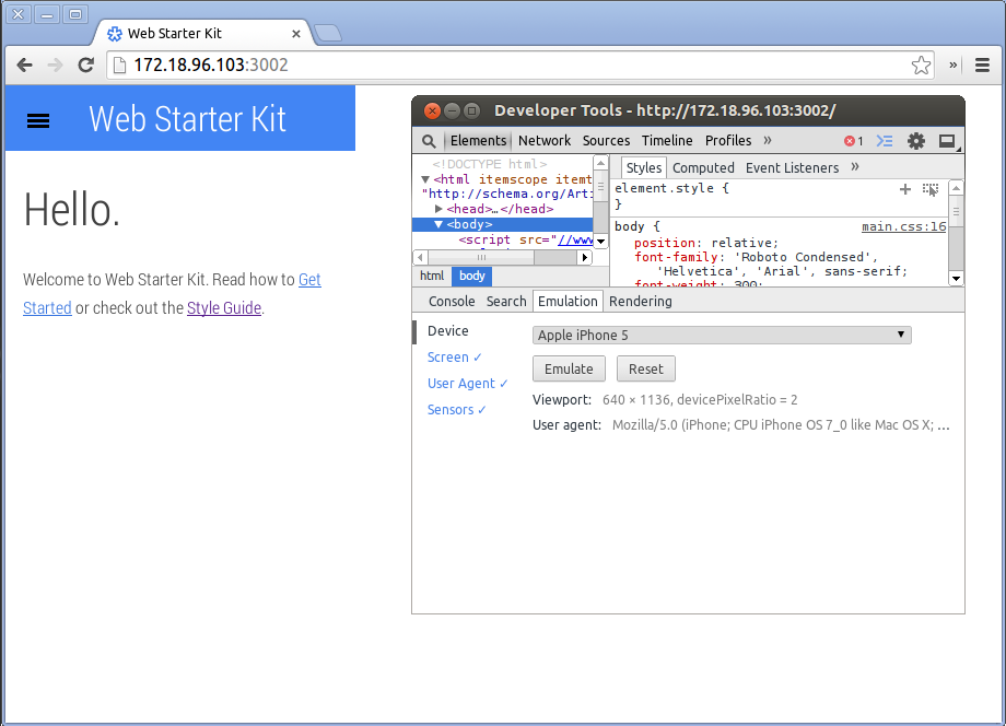 Chrome DevTools emulation tool