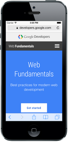 web fundamentals site in iOS simulator